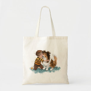 Sheltie and Boy Dog Hug Tote Bag