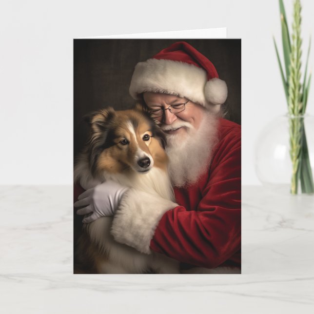 Sheltie and Santa Holiday Card (Front)