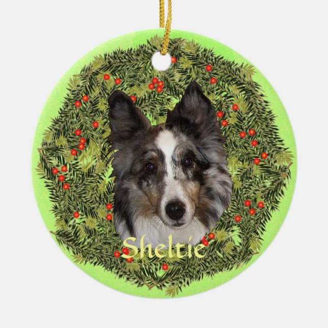 Sheltie Art Ceramic Ornament (Front)