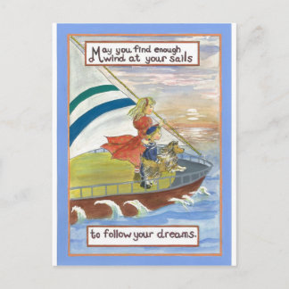 Sheltie Art  Wind at Your sails Postcard