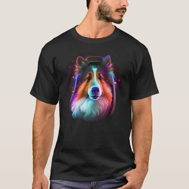 Sheltie Astronaut Dog Outer Space Shetland Sheepdo T-Shirt (Front)