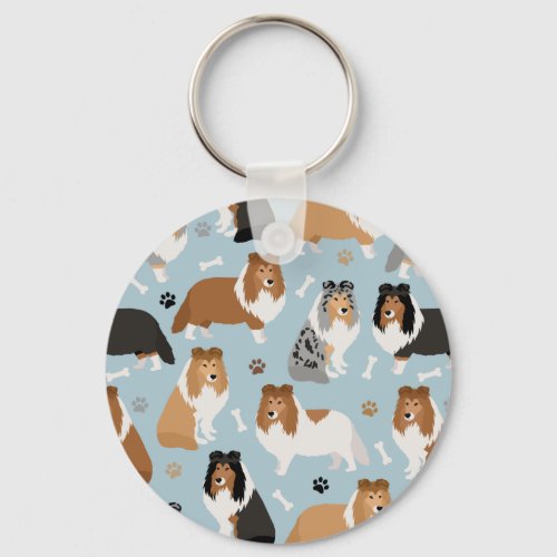 Sheltie Bones and Paws Keychain