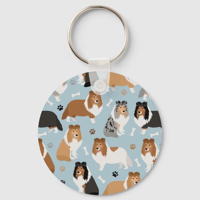 Sheltie Bones and Paws Keychain (Front)