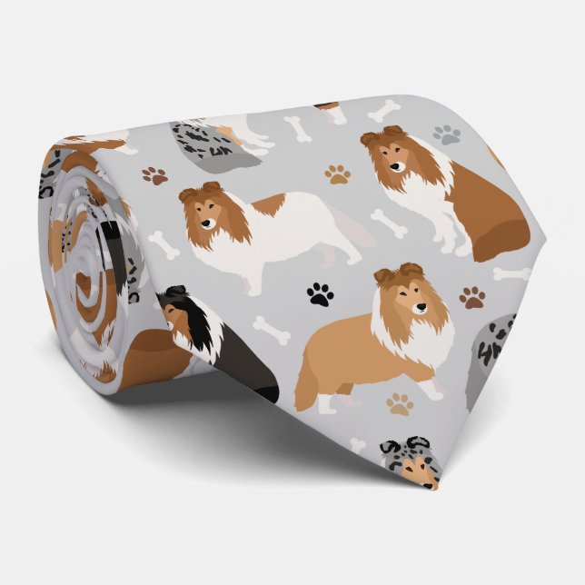 Sheltie Bones and Paws Neck Tie (Rolled)