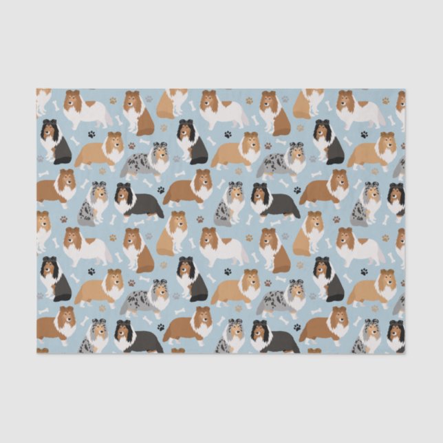 Sheltie Bones and Paws Tissue Paper (Front)