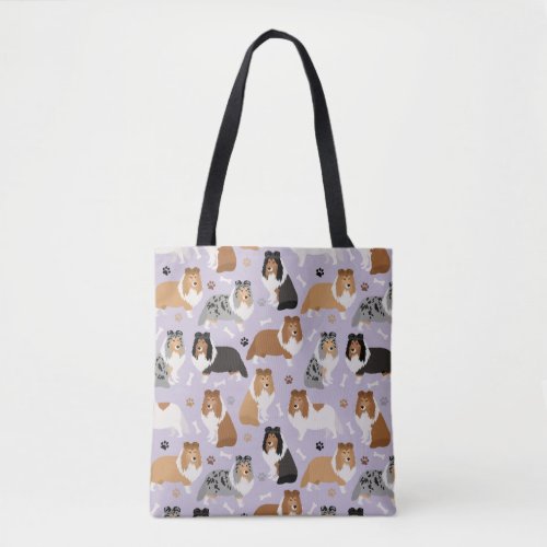 Sheltie Bones and Paws Tote Bag