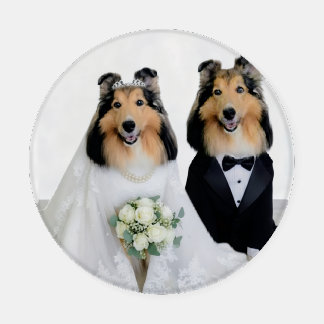 Sheltie Bride and Groom Coaster Set