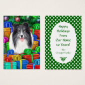 Sheltie Christmas Bi Blk Flat Cards (Front & Back)