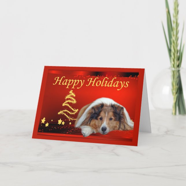 Sheltie Christmas Card Stars (Front)