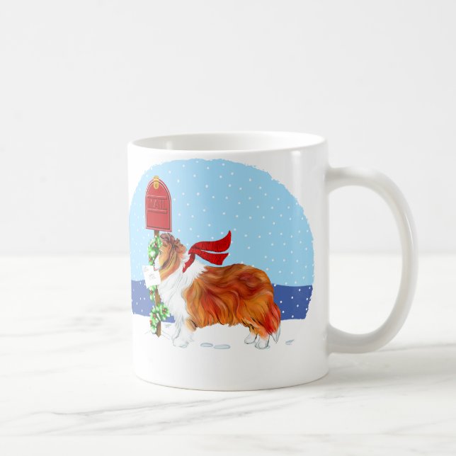 Sheltie Christmas Mail Sable Coffee Mug (Right)