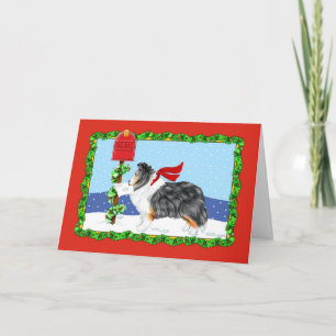 Sheltie Christmas Mail Tri Color Holiday Card