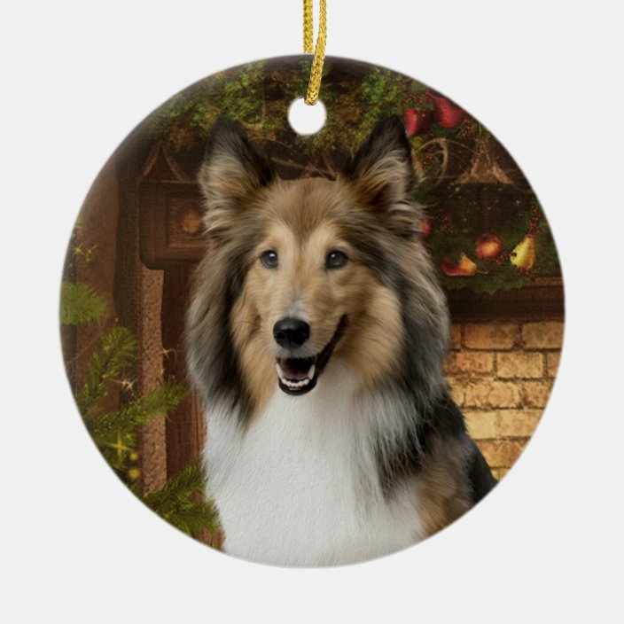 sheltie christmas pillow