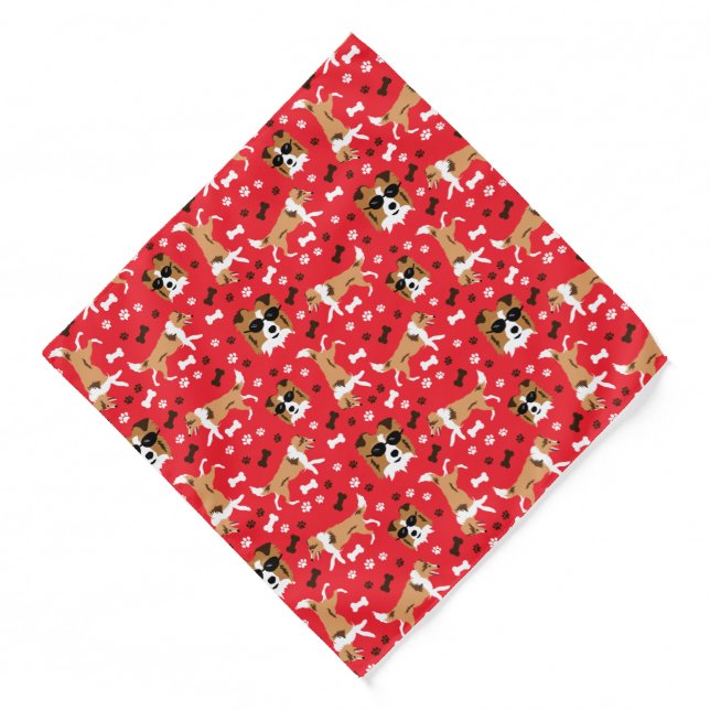 Sheltie Collie Shetland Sheepdogs Cute Paw Pattern Bandana (Front)