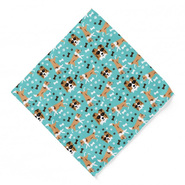 Sheltie Collie Shetland Sheepdogs Cute Paw Pattern Bandana (Front)