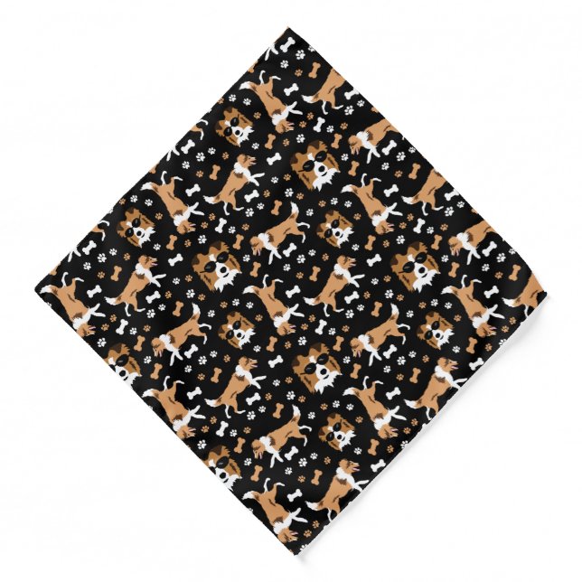 Sheltie Collie Shetland Sheepdogs Cute Paw Pattern Bandana (Front)