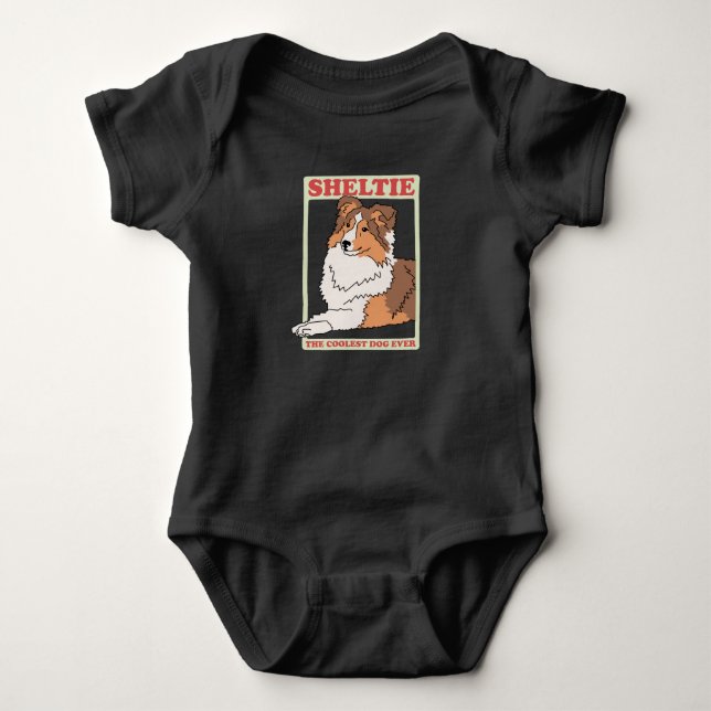 Sheltie Coolest Dog | Shetland Sheepdog Baby Bodysuit (Front)