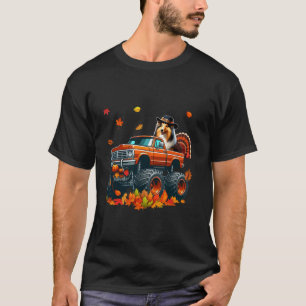 Sheltie Cosplay Turkey On Monster Truck Thanksgivi T-Shirt