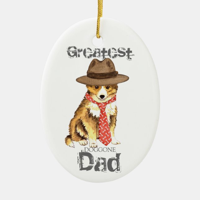Sheltie Dad Ceramic Ornament (Front)