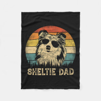Sheltie Dad Dog Lovers Father's Day Tee  Fleece Blanket