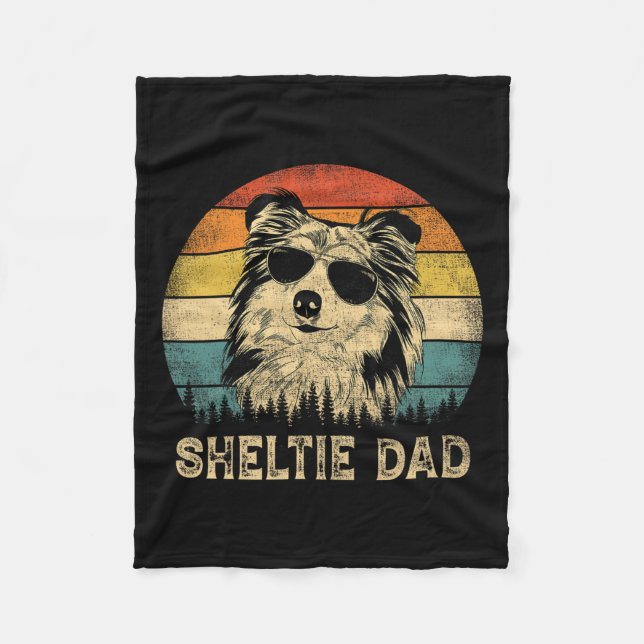 Sheltie Dad Dog Lovers Father's Day Tee  Fleece Blanket (Front)