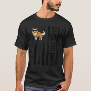 Sheltie Dad USA Flag Funny Shetland Sheepdog Owner T-Shirt