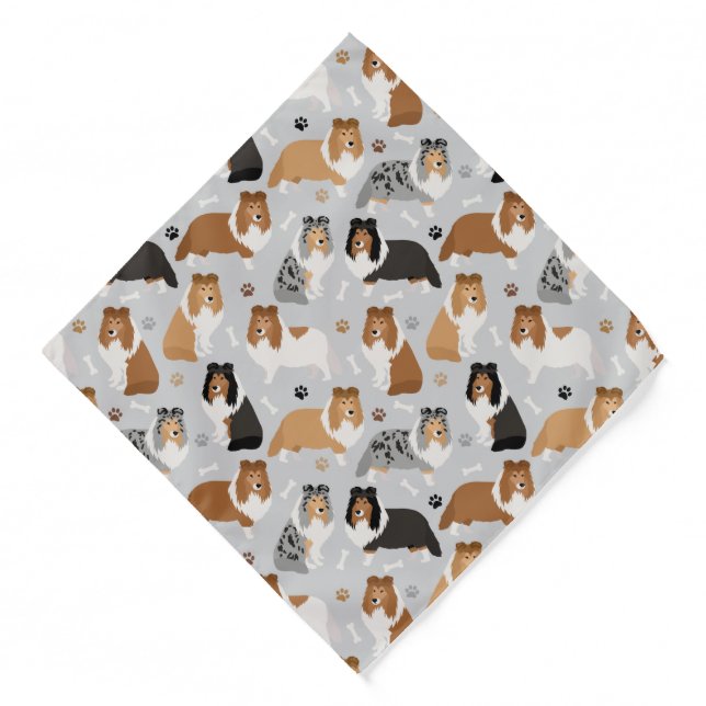 Sheltie Dog Bones and Paws Bandana (Front)
