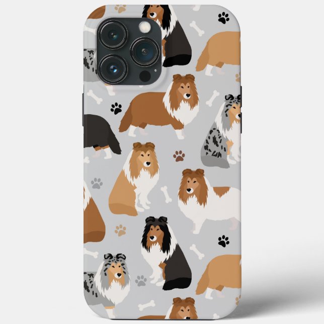 Sheltie Dog Bones and Paws Case-Mate iPhone Case (Back)