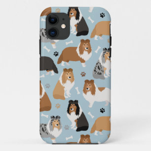 Sheltie Dog Bones and Paws iPhone 11 Case