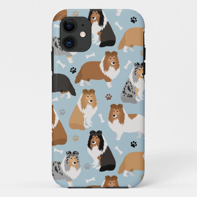 Sheltie Dog Bones and Paws Case-Mate iPhone Case (Back)