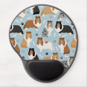 Sheltie Dog Bones and Paws Gel Mouse Pad