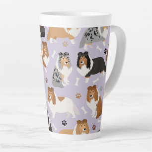 Sheltie Dog Bones and Paws Latte Mug