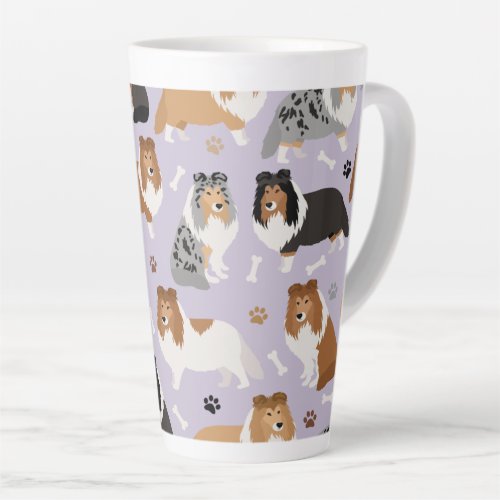 Sheltie Dog Bones and Paws Latte Mug