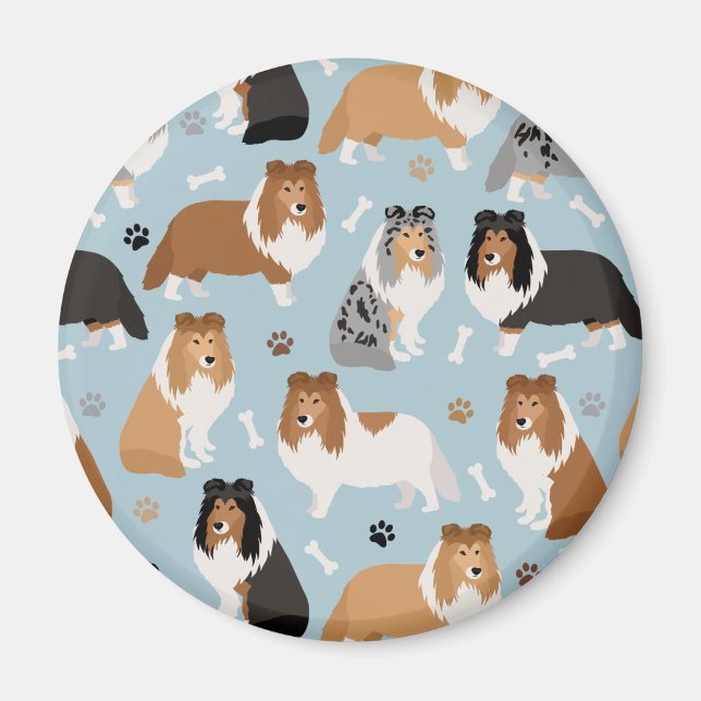 Sheltie Dog Bones and Paws Magnet (Front)