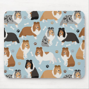 Sheltie Dog Bones and Paws Mouse Pad