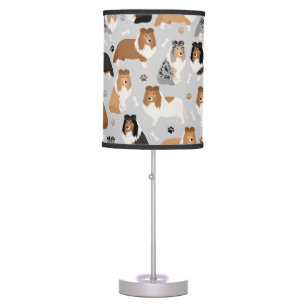Sheltie Dog Bones and Paws Table Lamp