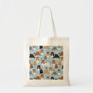 Sheltie Dog Bones and Paws Tote Bag