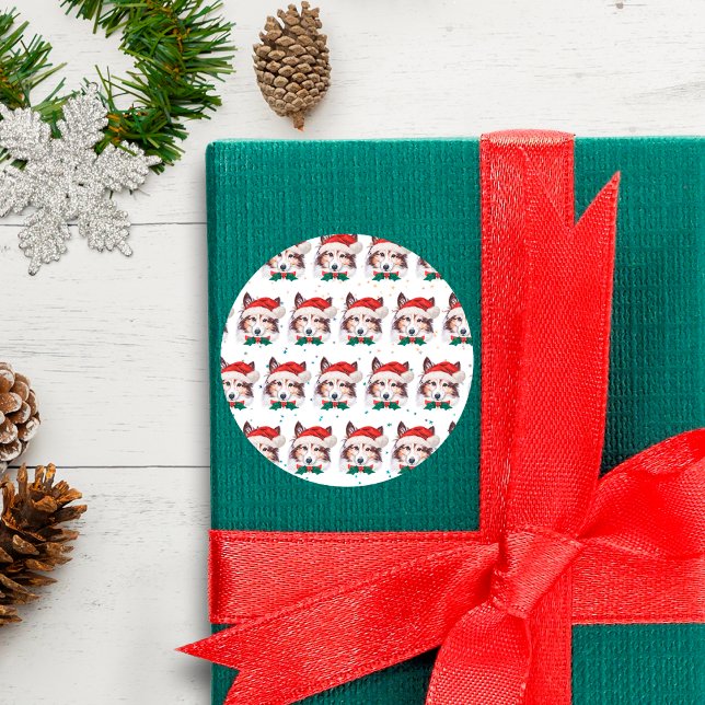 Sheltie Dog Breed Christmas Stars Classic Round Sticker (Creator Uploaded)