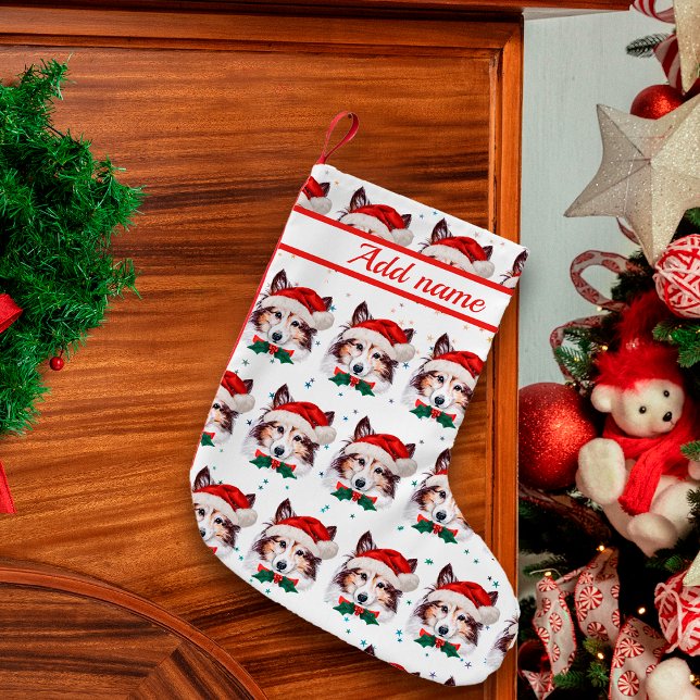 Sheltie Dog Breed Christmas Stars Small Christmas Stocking (Creator Uploaded)