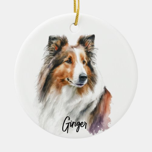 Sheltie Dog Breed Personalized Ceramic Ornament