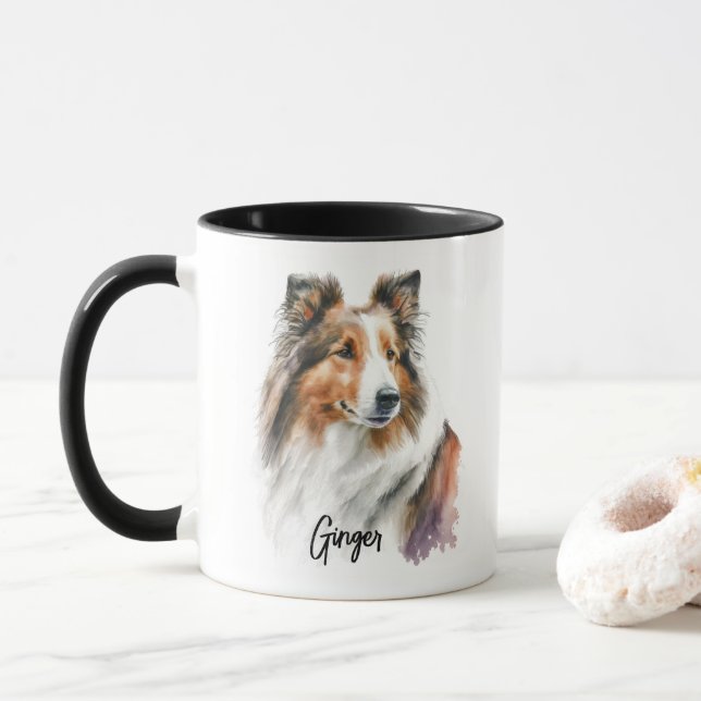 Sheltie Dog Breed Personalized Mug (With Donut)