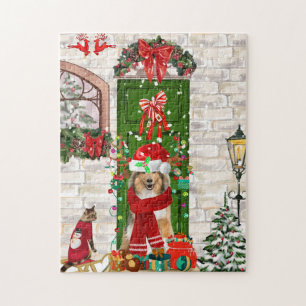 Sheltie Dog Christmas Jigsaw Puzzle