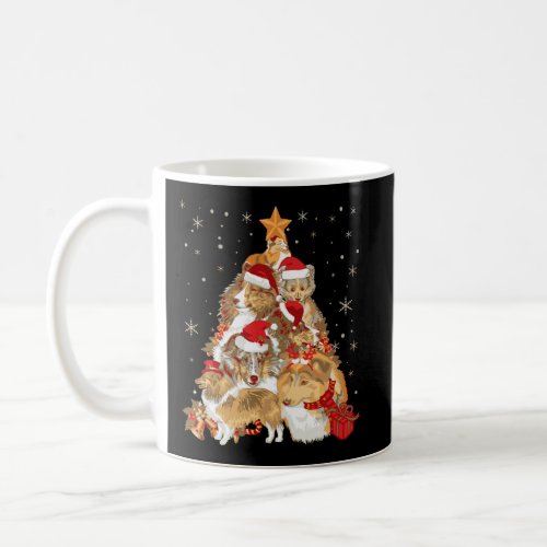 Sheltie Dog Christmas Tree Sheltie Dog Santa Snow  Coffee Mug