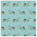 Sheltie dog in scrubs fabric