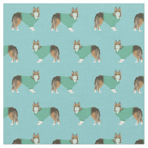Sheltie dog in scrubs fabric