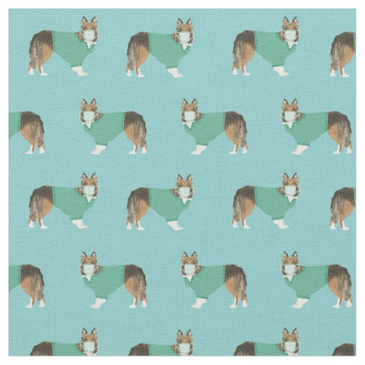 Sheltie dog in scrubs fabric