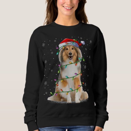 Sheltie Dog Lover Xmas Lighting Santa Sheltie Chri Sweatshirt