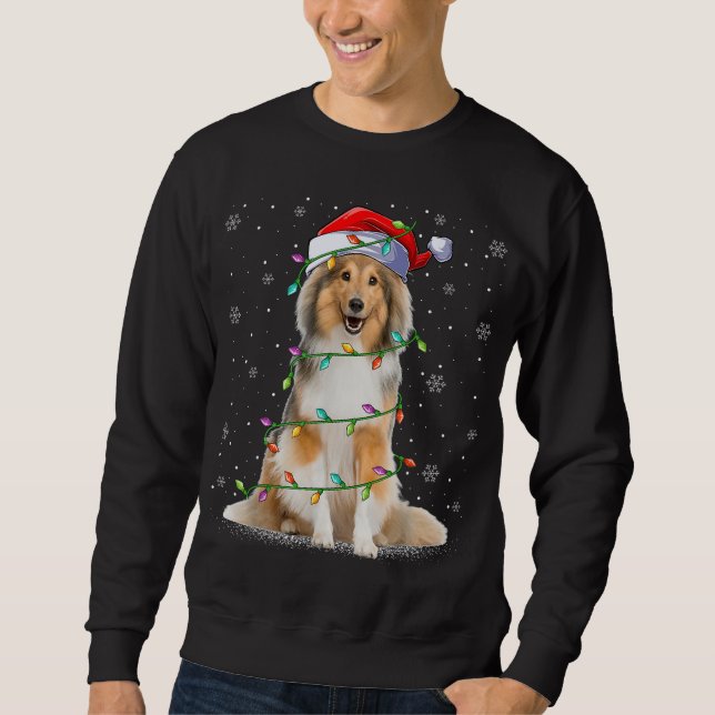 Sheltie Dog Lover Xmas Lighting Santa Sheltie Chri Sweatshirt (Front)