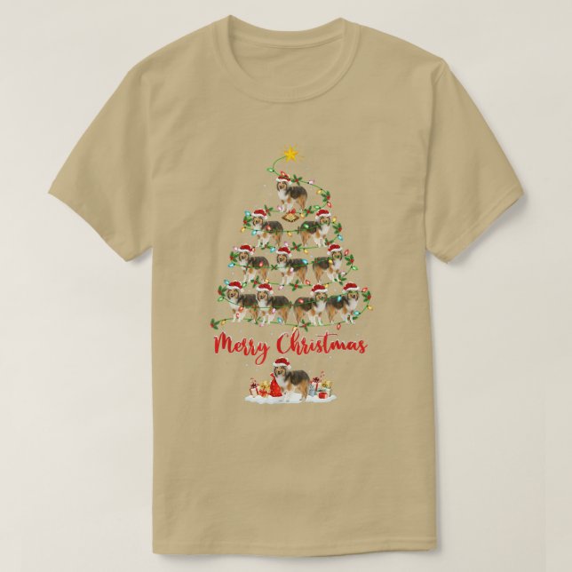 Sheltie Dog Lover Xmas Matching Santa Sheltie Chri T-Shirt (Design Front)