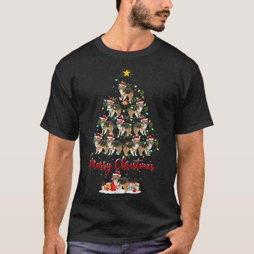 Sheltie Dog Lover Xmas Matching Santa Sheltie Chri T_Shirt