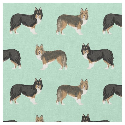 sheltie dog mint fabric
